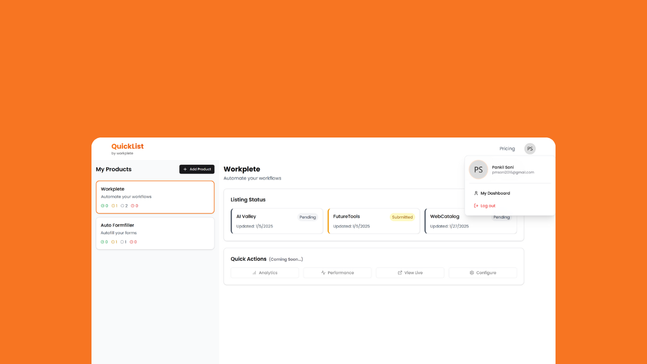 Workplete Quicklist screenshot 4